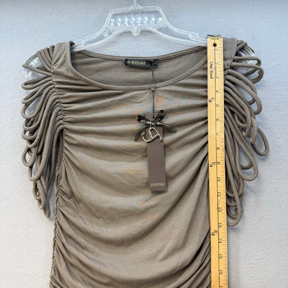 SuperTrash Dress Women's M Grey Mist (Brown) Dancy Rouched Sides NWT - Picture 12 of 13